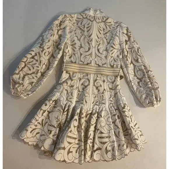 Zimmermann Edie Button Down Short Dress Embroidered Lace Mini Belted 0 US 4 - Picture 12 of 16